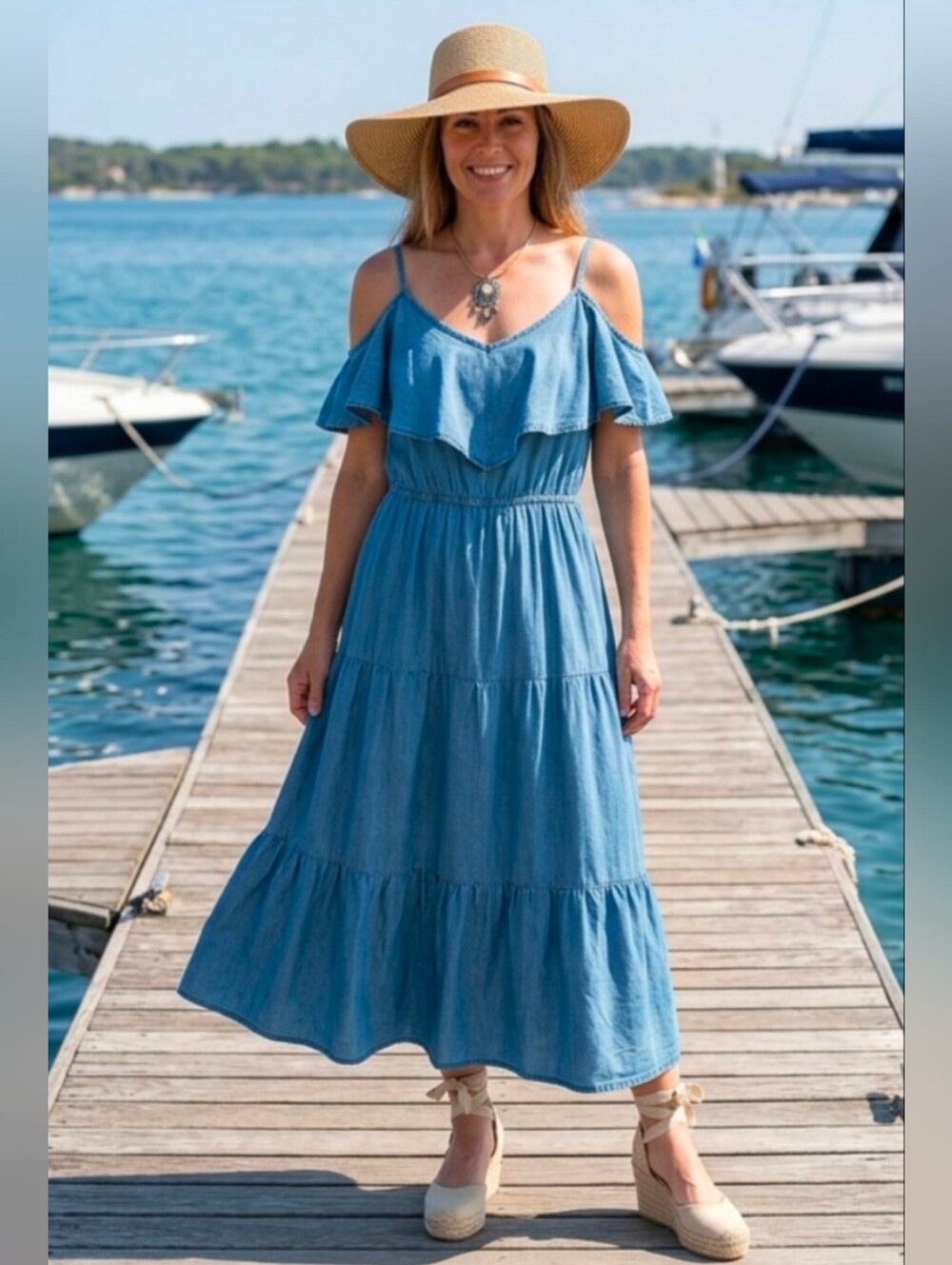 Old Navy Chambray Dress With Flutter Sleeves